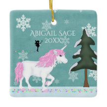 Personalisierte Rosa und Weiße Einhorn und Fairy