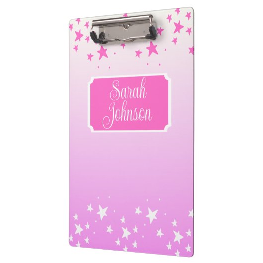 Personalisierte Rosa und Weiße Sterne Klemmbrett (Links)