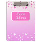 Personalisierte Rosa und Weiße Sterne Klemmbrett (Vorderseite)