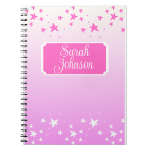 Personalisierte Rosa und Weiße Sterne Notizblock