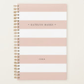 Personalisierte Rosa und Weiße Streifen Planer (Vorderseite)
