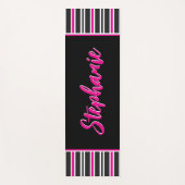 Personalisierte, rosa und weiße Streifen Yogamatte (Vorderseite)