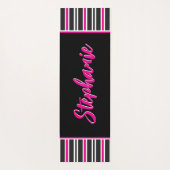 Personalisierte, rosa und weiße Streifen Yogamatte (Rückseite)