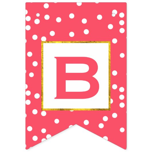 Personalisierte Rosa- und White Dot Gold Trim Hoch Wimpelkette (Erste Fahne)