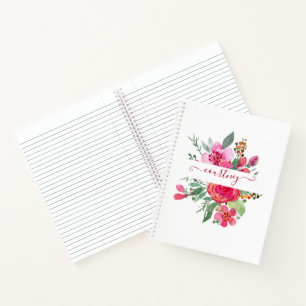 Personalisierte rosa Wasserfarbe floral Notizblock