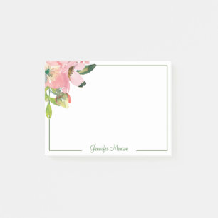 Personalisierte rosa Wasserfarbenblumen Post-it Klebezettel
