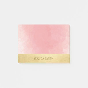 Personalisierte rosa Watercolor-Imitat-Goldfolie Post-it Klebezettel