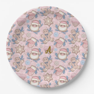 Personalisierte Rosa Weihnachtskekse Pappteller