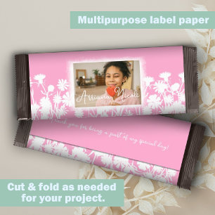 Personalisierte rosa weiße Blumen Candy Bar Hülle
