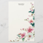 Personalisierte rosa weiße Wildblumen Blumensträuß Briefpapier (Vorderseite)