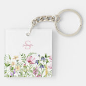 Personalisierte rosa Wildblume Schlüsselanhänger (Rückseite)