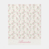 Personalisierte rosafarbene Blumen-Rosen-Fleece-De Fleecedecke (Vorderseite)