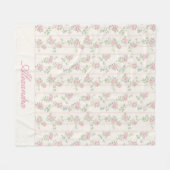 Personalisierte rosafarbene Blumen-Rosen-Fleece-De Fleecedecke (Vorderseite (Horizontal))
