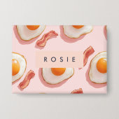 Personalisierte, rosafarbene Eier und Bacon-Muster Button (Vorderseite)
