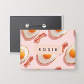 Personalisierte, rosafarbene Eier und Bacon-Muster Button (Vorderseite/Rückseite)