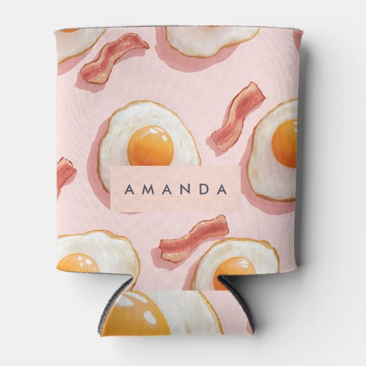 Personalisierte, rosafarbene Eier und Bacon-Muster Dosenkühler (Vorderseite)
