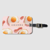 Personalisierte, rosafarbene Eier und Bacon-Muster Gepäckanhänger (Vorderseite (Horizontal))