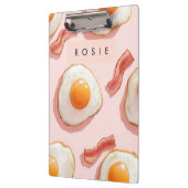 Personalisierte, rosafarbene Eier und Bacon-Muster Klemmbrett (Links)