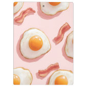 Personalisierte, rosafarbene Eier und Bacon-Muster Klemmbrett (Rückseite)