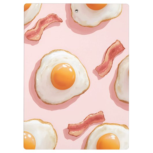 Personalisierte, rosafarbene Eier und Bacon-Muster Klemmbrett (Rückseite)
