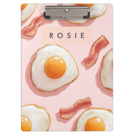Personalisierte, rosafarbene Eier und Bacon-Muster Klemmbrett