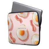 Personalisierte, rosafarbene Eier und Bacon-Muster Laptopschutzhülle (Vorderseite Links)