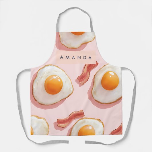 Personalisierte, rosafarbene Eier und Bacon-Muster Schürze (Vorderseite)