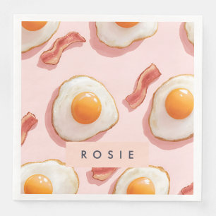Personalisierte, rosafarbene Eier und Bacon-Muster Serviette