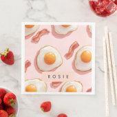 Personalisierte, rosafarbene Eier und Bacon-Muster Serviette (Beispiel)