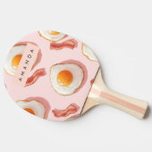 Personalisierte, rosafarbene Eier und Bacon-Muster Tischtennis Schläger (Seitenansicht)