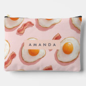 Personalisierte, rosafarbene Eier und Bacon-Muster Zubehörtasche (Vorderseite)