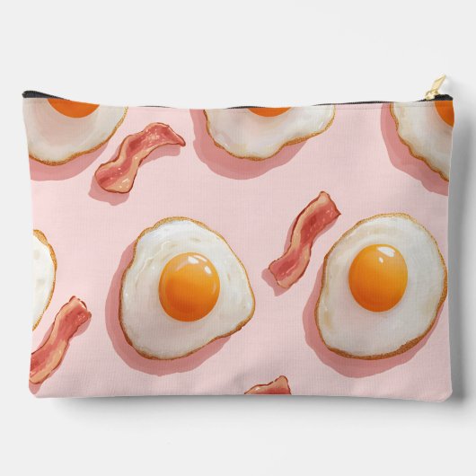 Personalisierte, rosafarbene Eier und Bacon-Muster Zubehörtasche (Rückseite)