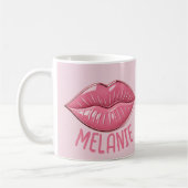Personalisierte, rosafarbene Lippen Kaffeetasse (Links)