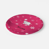 Personalisierte Rosanamensschneeflocken des Pappteller (Schrägansicht)