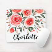 Personalisierte rosarote Watercolor-Rosen mit Mousepad (Mit Mouse)