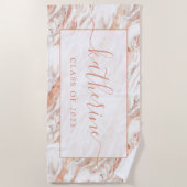 Personalisierte Rose aus Kupfer-Marmor, Girly Chic Strandtuch (Vorderseite)