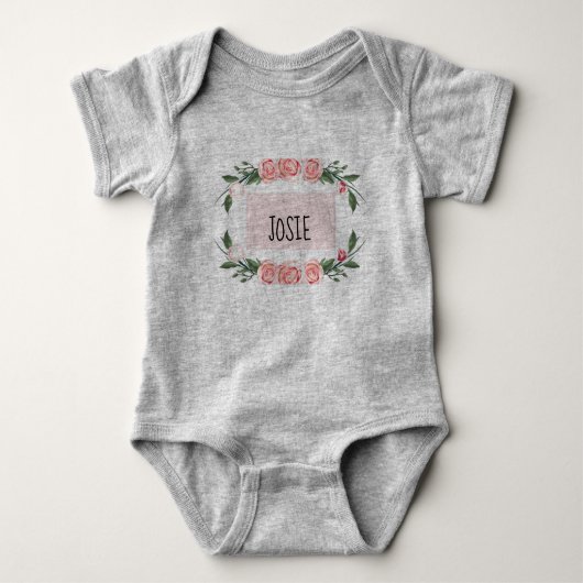 Personalisierte Rose Baby Bodysuit Baby Strampler (Vorderseite)