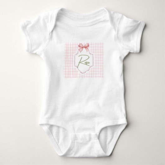 Personalisierte Rose Baby Girl Kinderzimmer Bow&Gi Baby Strampler (Vorderseite)
