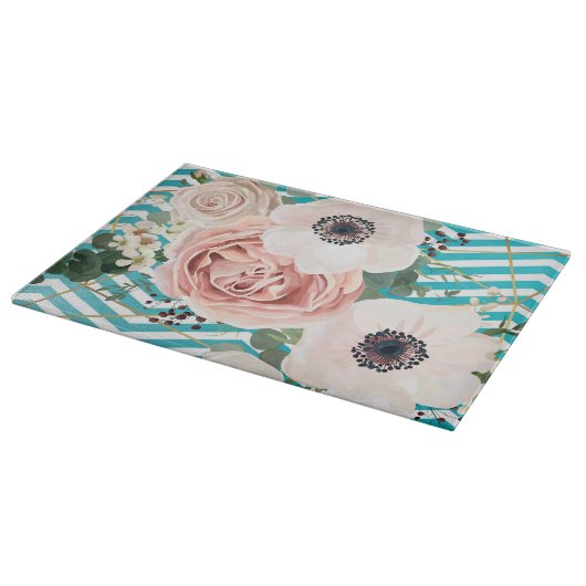 Personalisierte Rose beim Schneiden geometrischer  Schneidebrett (Ecke)