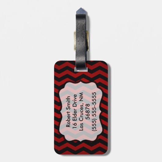 Personalisierte Rose des Gepäckabdrucks Gothic Zic Gepäckanhänger (Rückseite vertikal)