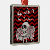 Personalisierte Rose des Schädels Gothic Zickzack Ornament Aus Metall (Rechts)