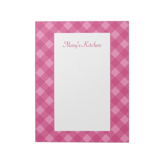 Personalisierte Rose Gingham Notepad Notizblock (Rotiert)