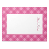 Personalisierte Rose Gingham Notepad Notizblock (Vorderseite)