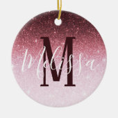 Personalisierte Rose Glitzer Keramik Ornament (Vorne)