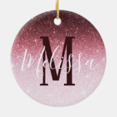 Personalisierte Rose Glitzer Keramik Ornament (Hinten)
