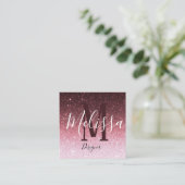 Personalisierte Rose Glitzer Quadratische Visitenkarte (Stehend Vorderseite)