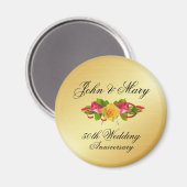 Personalisierte Rose & Gold 50 Jahre Hochzeit Magnet (Vorderseite/Rückseite)