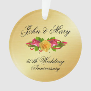 Personalisierte Rose & Gold 50 Jahre Hochzeit Ornament