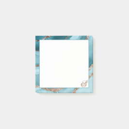 Personalisierte Rose Gold Aquamarines Blue MARBLE  Post-it Klebezettel