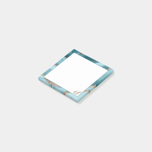 Personalisierte Rose Gold Aquamarines Blue MARBLE  Post-it Klebezettel (angewinkelt)